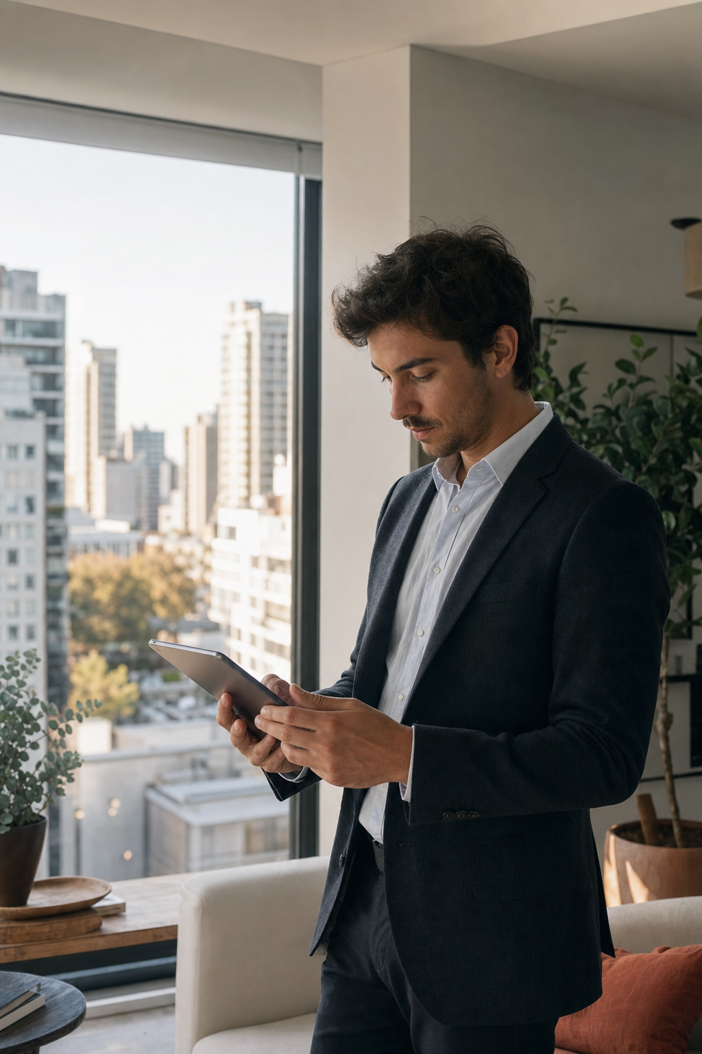 Agente inmobiliario revisando su agenda de trabajo